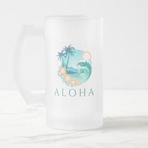 Aloha Tropical Frosted Glass Beer Mug