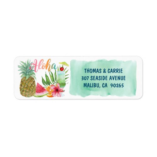 Aloha Tropical Fruit Flower Palms Return Address Label