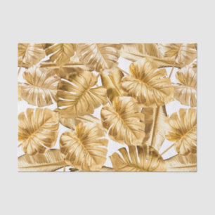 Aloha Tropical Gold Glitter Monstera Leaves Tissue Paper