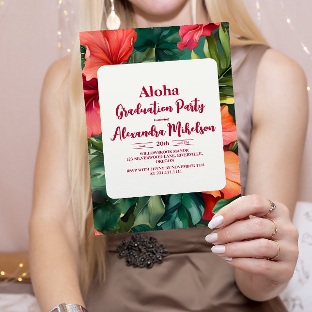 Aloha Tropical Graduation Luau Invitation (Creator Uploaded)