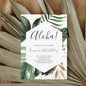Aloha Tropical Greenery Birthday Party by CrispinStore at Zazzle