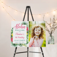 Aloha Tropical Greenery Birthday Welcome Photo