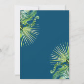 Aloha Tropical Greenery Blue Baby Shower Invitation (Back)