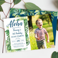 Aloha Tropical Greenery Luau Birthday Photo