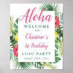 Aloha Tropical Greenery Luau Birthday Welcome Sign at Zazzle