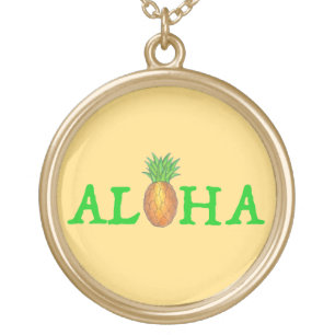 ALOHA Tropical Hawaii Hawaiian Pineapple Necklace
