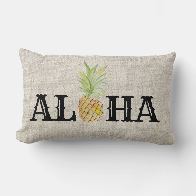 Aloha Tropical Hawaii Pineapple Throw Accent Lumbar Pillow (Front)
