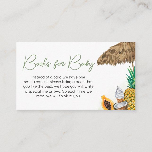 Aloha Tropical Hawaiian Baby Shower Books for Baby Enclosure Card (Front)