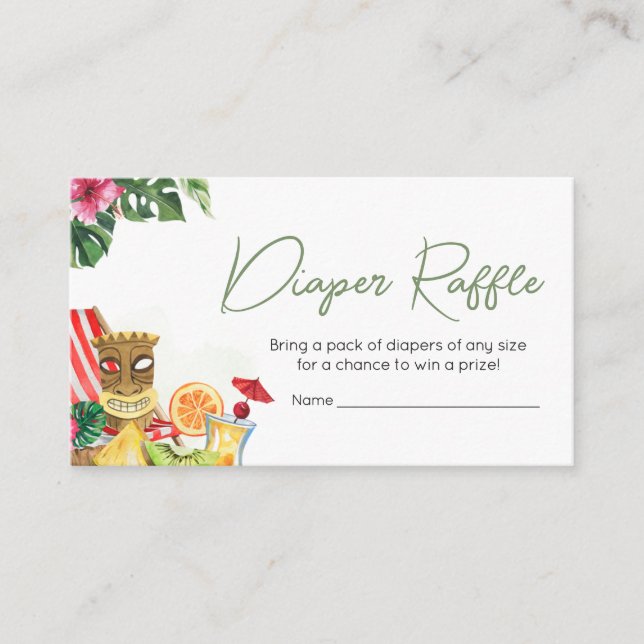 Aloha Tropical Hawaiian Baby Shower Diaper Raffle Enclosure Card (Front)