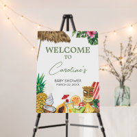 Aloha Tropical Hawaiian Baby Shower Welcome Sign