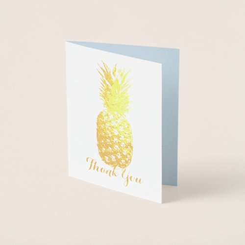 Aloha Tropical Hawaiian Gold Pineapple Thank you Foil Card