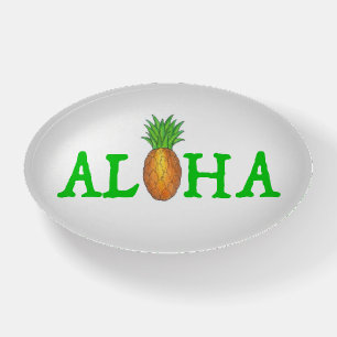 Aloha Tropical Hawaiian Island Luau Pineapple Paperweight