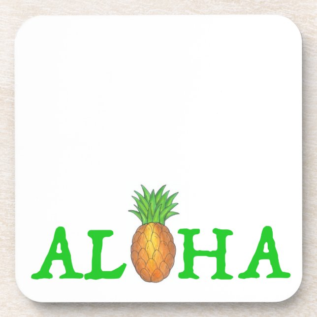 ALOHA Tropical Hawaiian Island Pineapple Fruit Drink Coaster (Front)