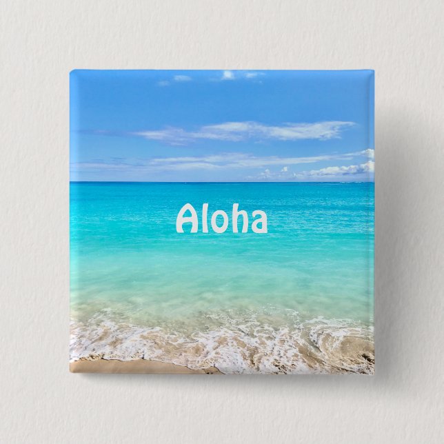 Aloha Tropical Hawaiian Ocean Button (Front)