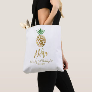 Aloha Tropical Hawaiian Pineapple Wedding Favor Tote Bag