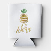 Aloha Tropical Hawaiian Pineapple Wedding White Can Cooler (Front)