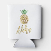 Aloha Tropical Hawaiian Pineapple Wedding White Can Cooler (Back)