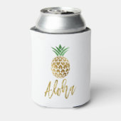 Aloha Tropical Hawaiian Pineapple Wedding White Can Cooler (Can Back)