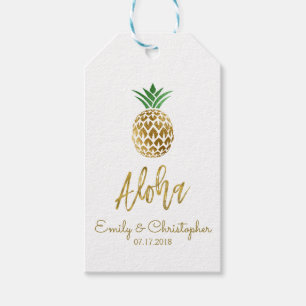 Aloha Tropical Hawaiian Pineapple Wedding White Gift Tags