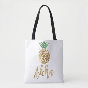 Aloha Tropical Hawaiian Pineapple Wedding White Tote Bag