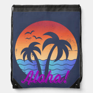 Aloha - Tropical Hawaiian Sunset Drawstring Bag