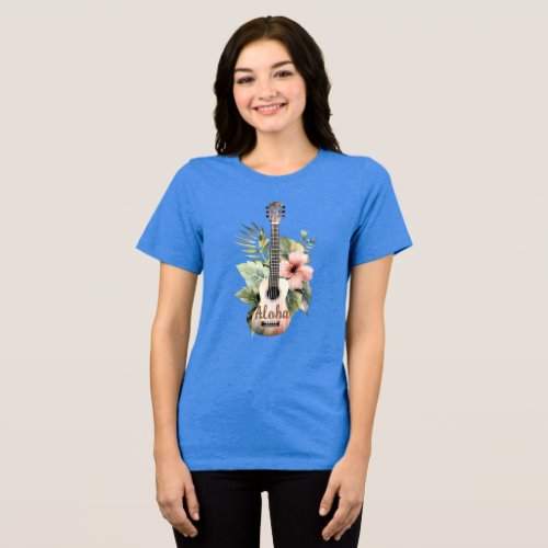 Aloha Tropical Hibiscus Flower Guitar Tri_Blend Shirt