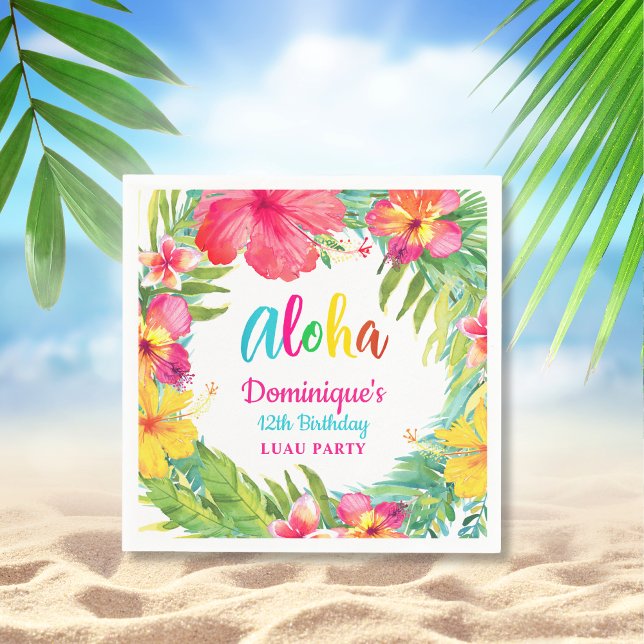 Aloha Tropical Hibiscus Luau Party Birthday Paper  Napkins (Creator Uploaded)