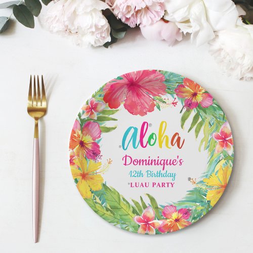 Aloha Tropical Hibiscus Luau Party Birthday  Paper Plates