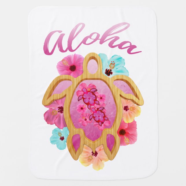 Aloha Tropical Honu Sea Turtle Baby Blanket (Front)