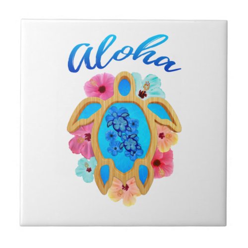 Aloha Tropical Honu Sea Turtle Ceramic Tile