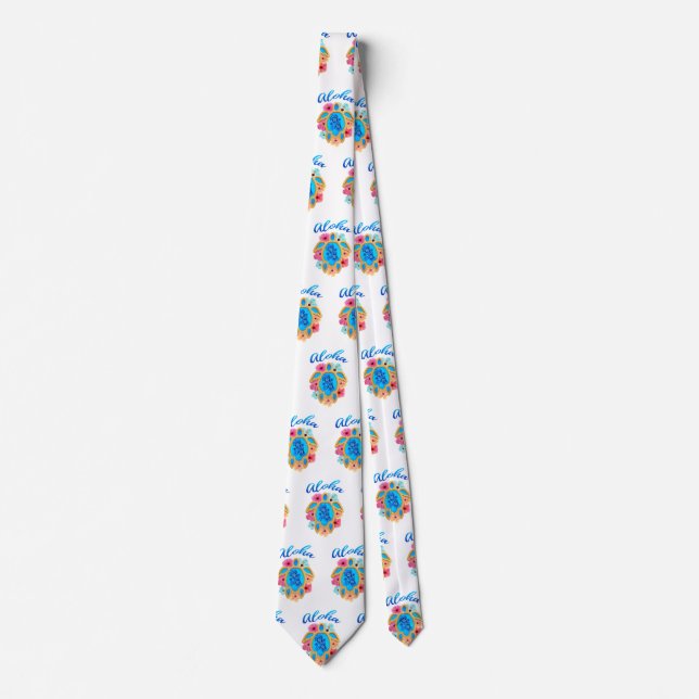 Aloha Tropical Honu Sea Turtle Neck Tie (Front)