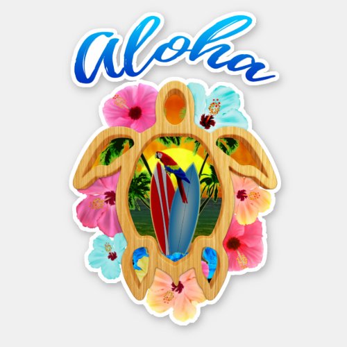 Aloha Tropical Honu Sea Turtle Sticker