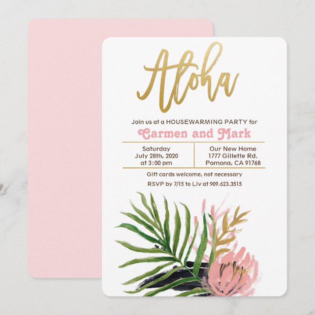 Aloha Tropical Housewarming Party Invitation (Front/Back)