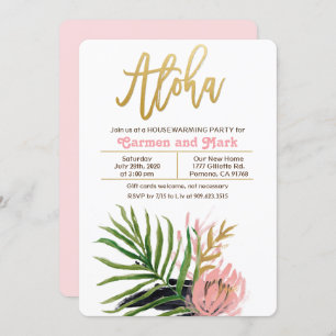 Aloha Tropical Housewarming Party Invitation