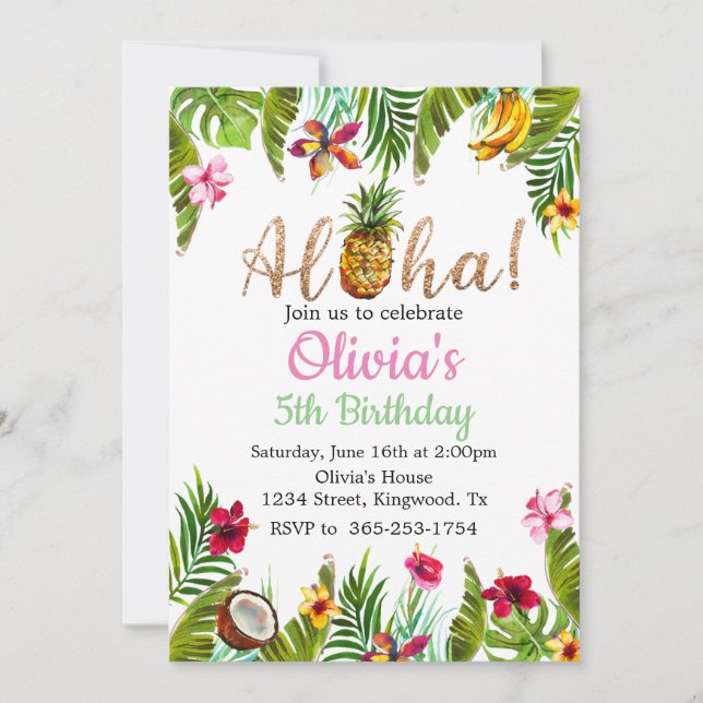 Aloha Tropical Invitation (Front)
