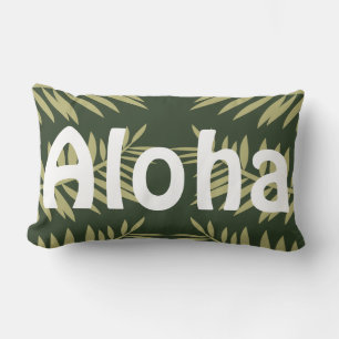 Aloha Tropical Island Green Ferns Lumbar Pillow