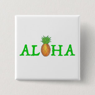 ALOHA Tropical Island Hawaiian Pineapple Fruit Pinback Button