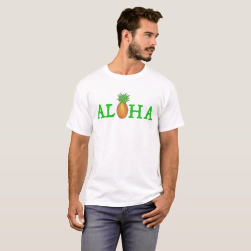 ALOHA Tropical Island Hawaiian Pineapple Fruit T_Shirt