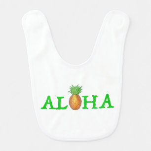 ALOHA Tropical Island Hawaiian Pineapple Green Baby Bib