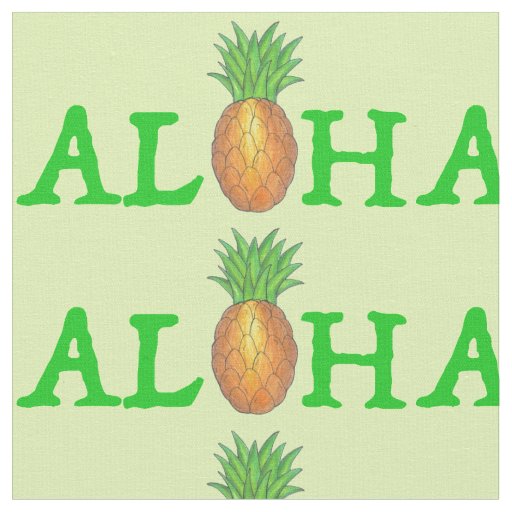 ALOHA Tropical Island Hawaiian Pineapple Green Fabric