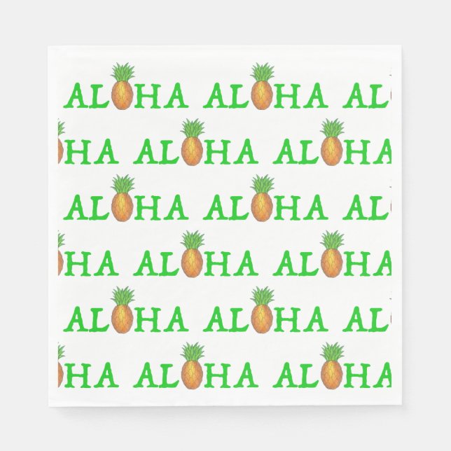 ALOHA Tropical Island Hawaiian Pineapple Hawaii Napkins (Front)