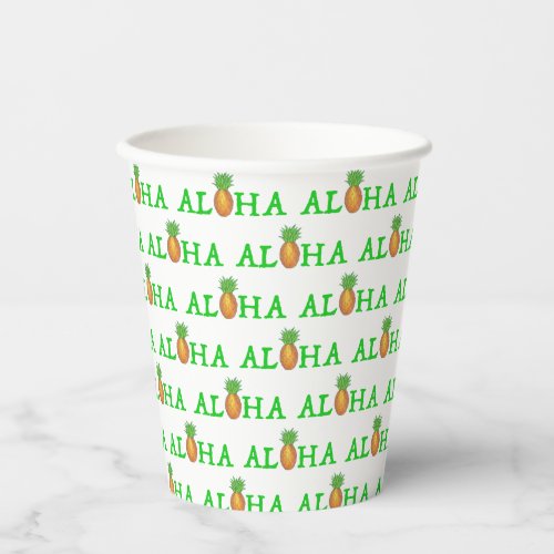 ALOHA Tropical Island Hawaiian Pineapple Hawaii Paper Cups