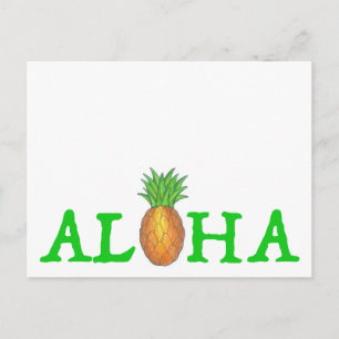 ALOHA Tropical Island Hawaiian Pineapple Hawaii Postcard