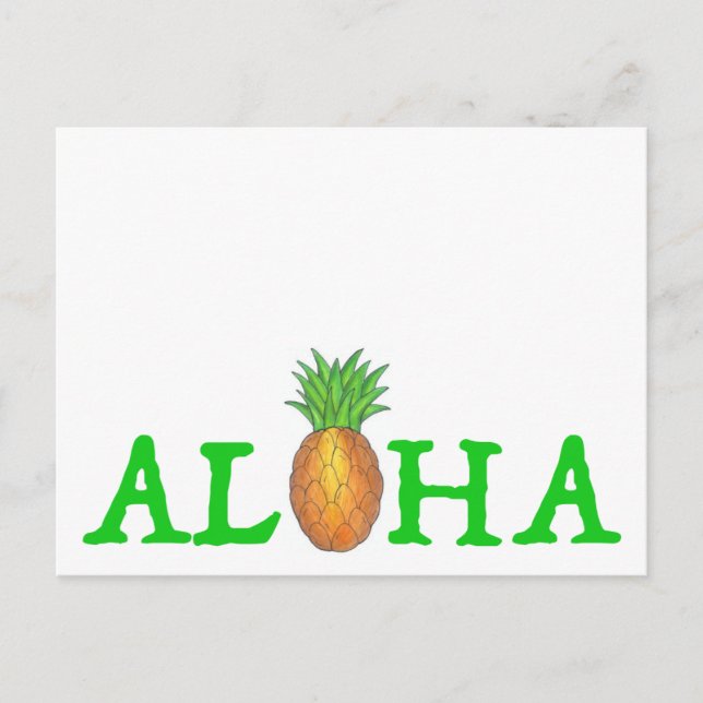 ALOHA Tropical Island Hawaiian Pineapple Hawaii Postcard (Front)