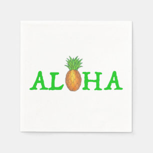 ALOHA Tropical Island Hawaiian Pineapple Luau Paper Napkins