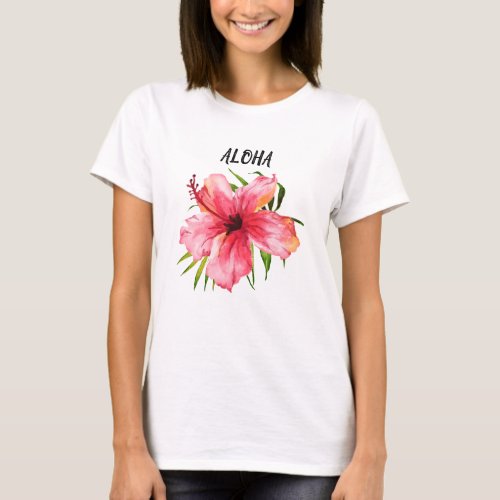 Aloha Tropical Island Paradise Palms and Flowers T_Shirt