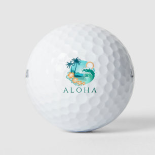 Aloha Tropical Island Scene Golf Balls
