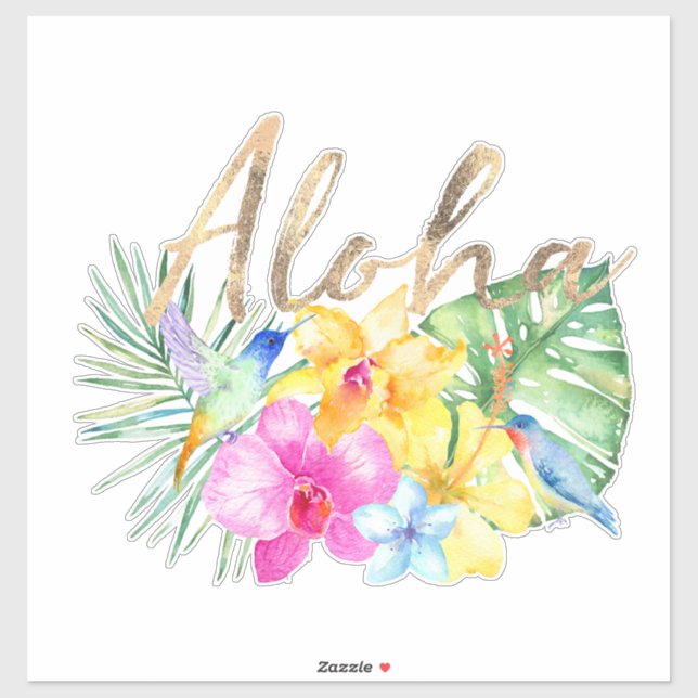 Aloha Tropical Leaves Floral Sticker (Sheet)