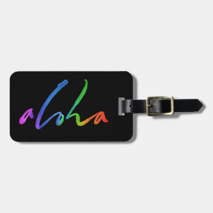 Aloha Tropical Lettering Hawai'i Calligraphy Luggage Tag