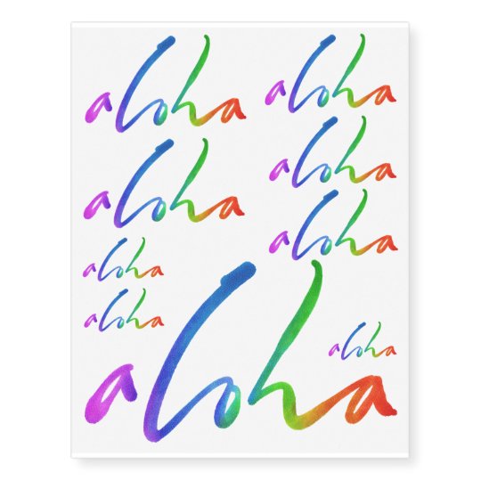 Aloha Tropical Lettering Hawaii Hawai'i Calligraph Temporary Tattoos